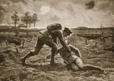 Sergeant Fuller Runs Forward, Under a Terrific Fire, to Rescue His Wounded Officer, Captain Haggard by H. Ripperger